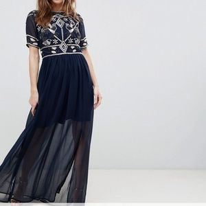 Frock & Frill – PETITE Embellished Top Maxi Dress